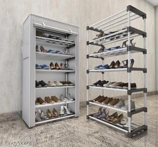 6 Shelves PVC Pipe Shoe Rack Plastic Collapsible Stand Grey DIY