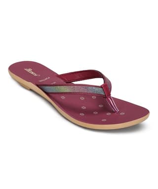 Paragon Women's Slip On Flat Maroon Sandals | Durable Dailywear Sandals