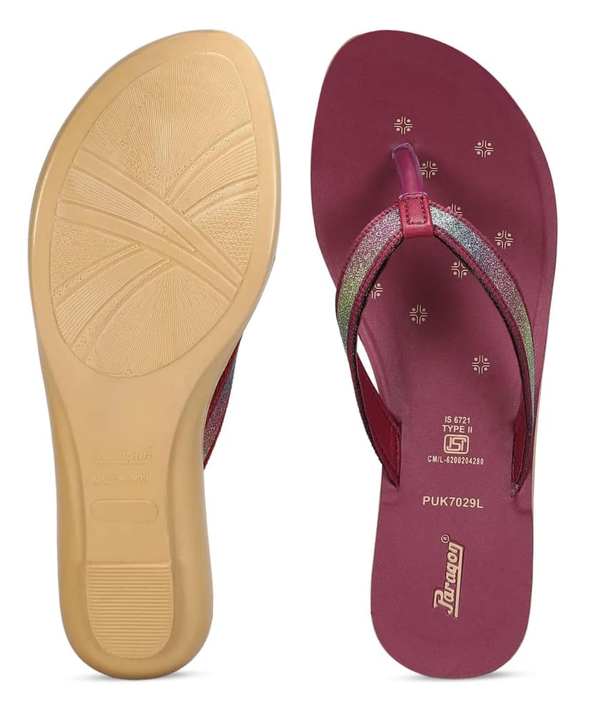 Paragon Women's Slip On Flat Maroon Sandals | Durable Dailywear Sandals view 5