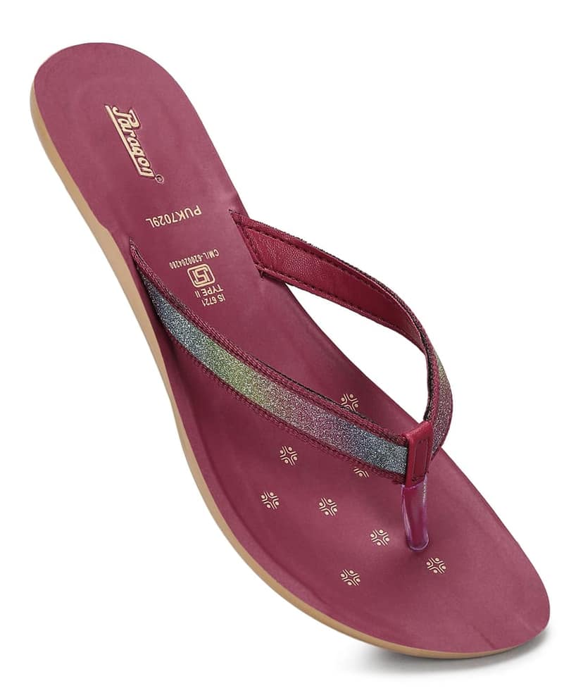 Paragon Women's Slip On Flat Maroon Sandals | Durable Dailywear Sandals view 6