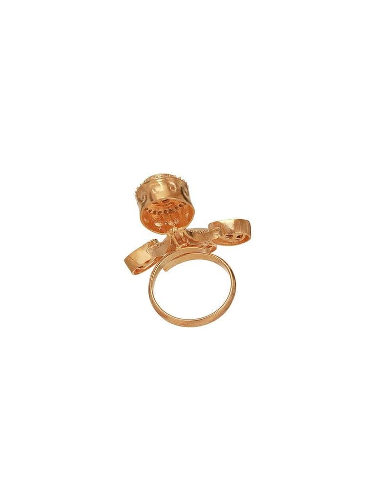 Antique Gold Plated Kundan Studded Intricate Solitaire Finger Rings view 8