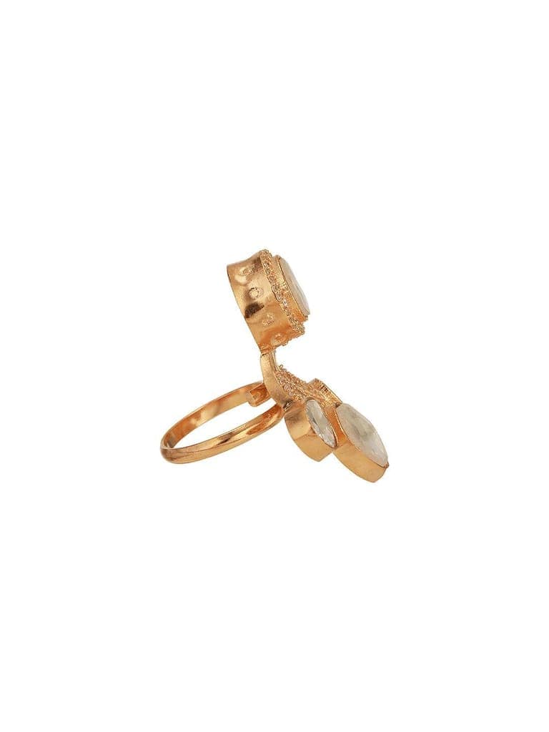 Antique Gold Plated Kundan Studded Intricate Solitaire Finger Rings view 9