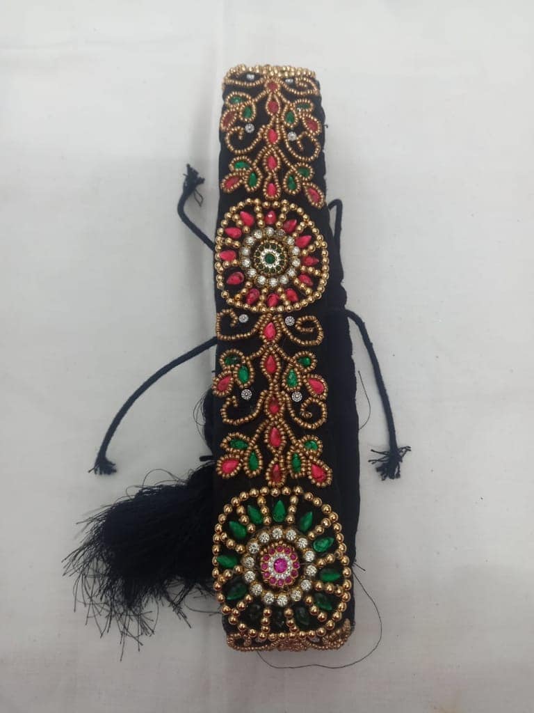 Black Velvet Zari Embroidered Belt for Women view 2
