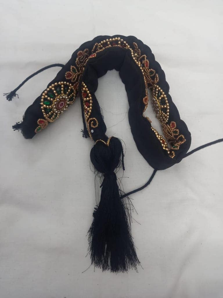 Black Velvet Zari Embroidered Belt for Women view 3