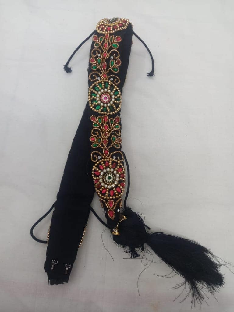 Black Velvet Zari Embroidered Belt for Women view 4