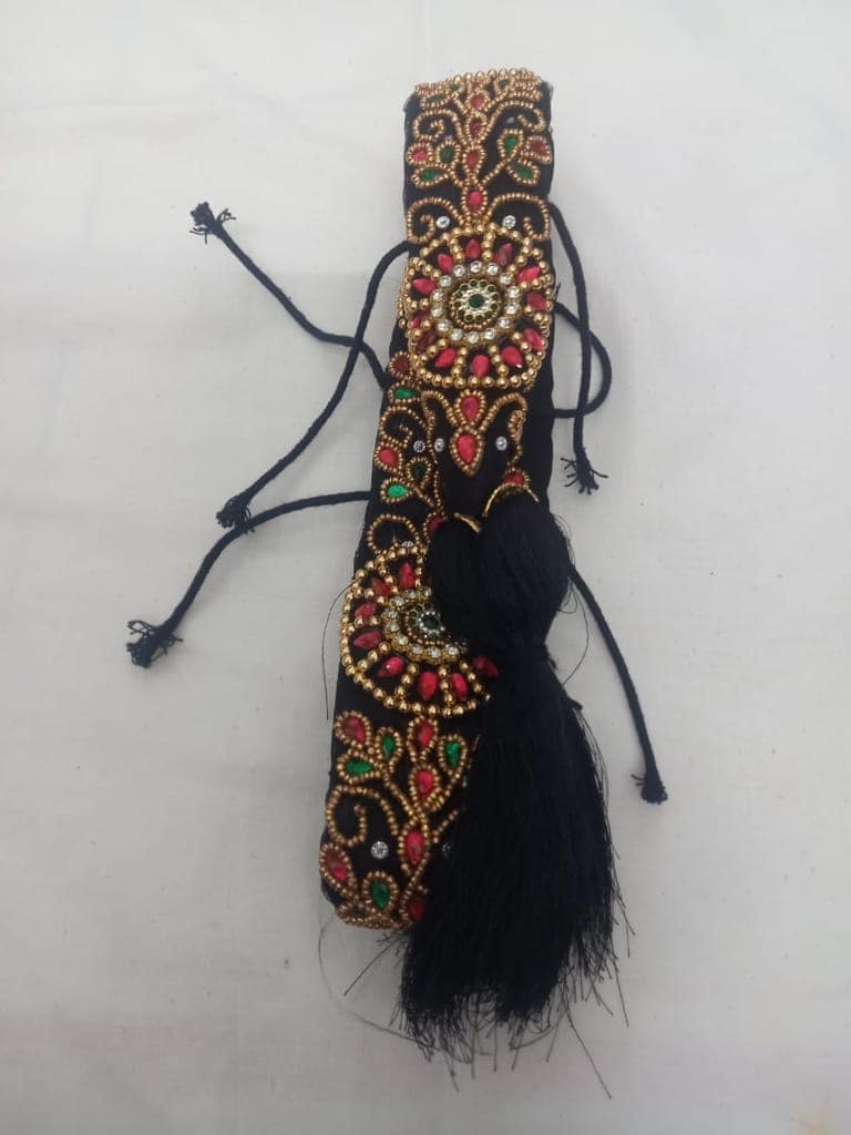 Black Velvet Zari Embroidered Belt for Women view 5