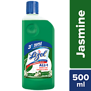 Lizol Disinfectant Surface & Floor Cleaner Liquid - Jasmine, 500 ml Bottle