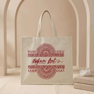 Uttarakhand Aipan Hand Painted Canvas Tote Bag