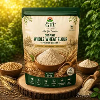 The Gir Family Farmer Organic Whole Wheat Flour (500g) | Stone-Milled & Nutrient-Rich | Everyday Cooking