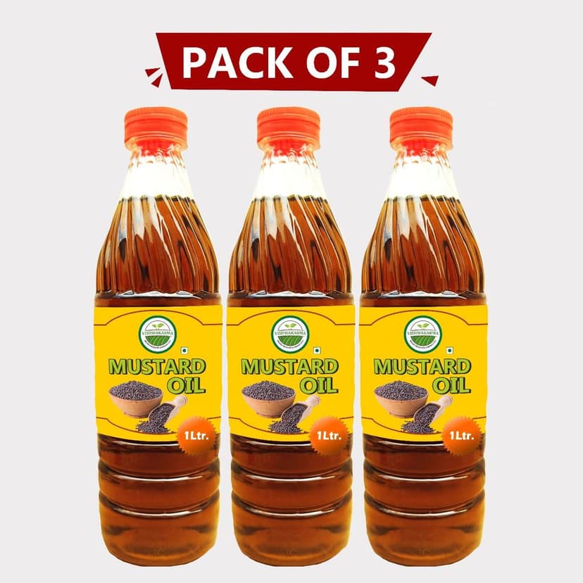 Mustard Oil 3 Ltr (Pack of 3) Ltr by Vishwakarma – Cold-Pressed, Fresh & Farmer-Made