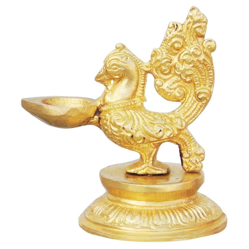 Brass Showpiece Murga Deepak Statue (BSMAS028) view 3