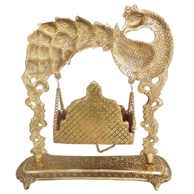 Aluminium Showpiece Peacock Jhula Statue (ASMAS444 G) view 4
