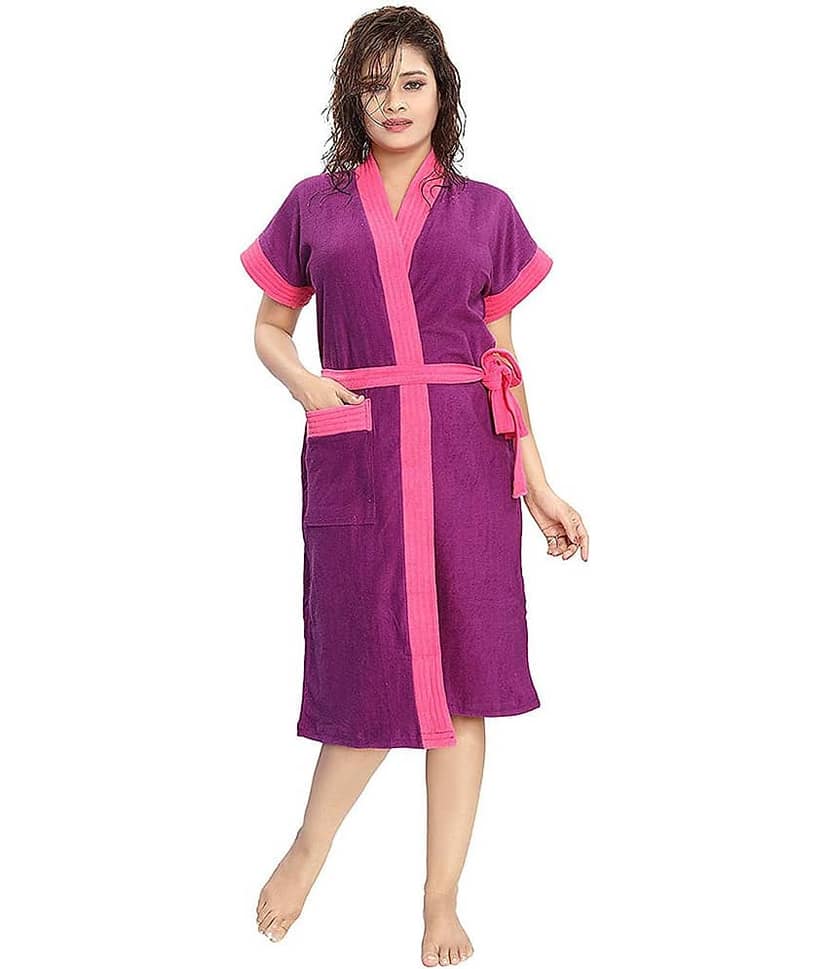 Poorak Pink Free Size Bathrobe ( Pack of 1 )