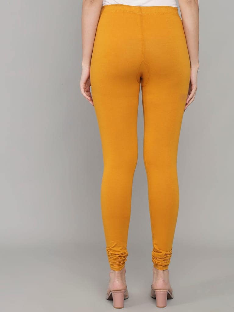 SOFT COLORS Women's Skinny Fit Ethnic Wear Churidar Leggings (Mustard) view 7