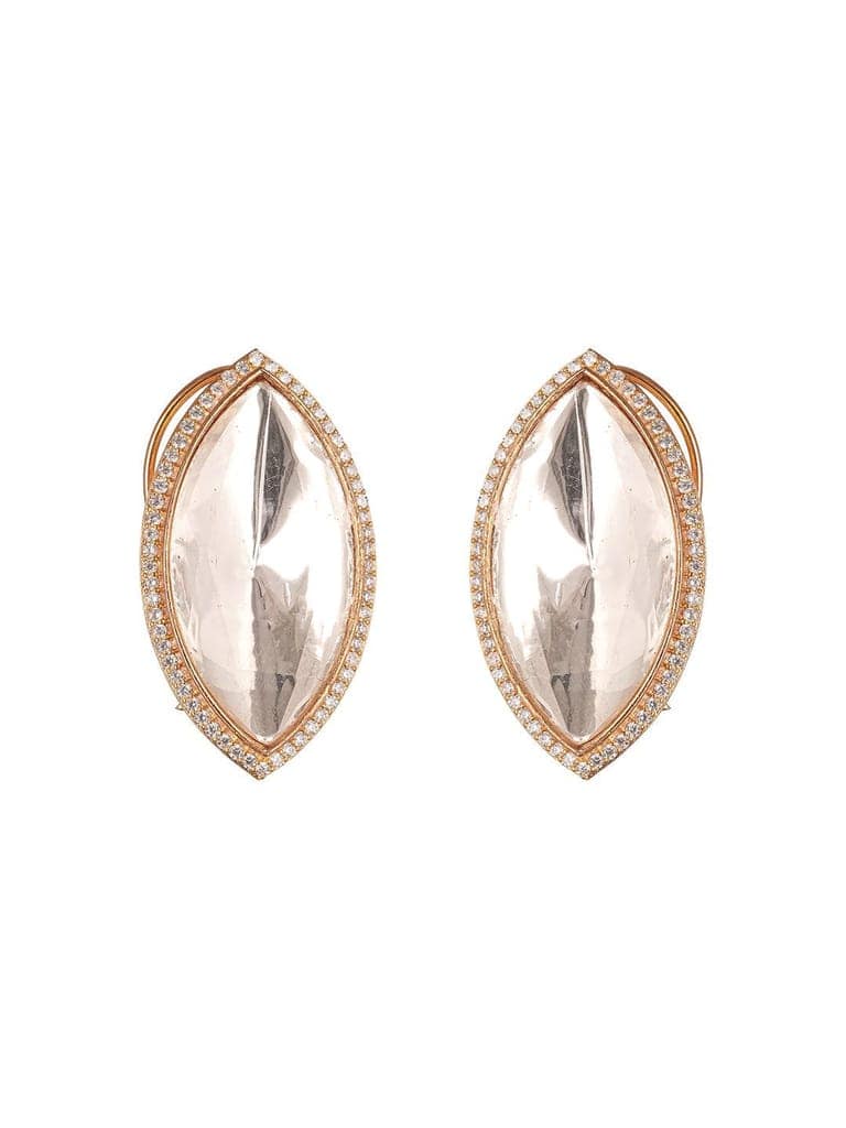 Gold Plated Uncut Polki Mossanite Minimal Studds Earrings view 7