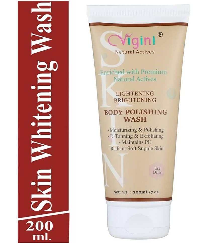 Vigini Skin Whitening Soap Serum Cream Gel use with Body Wash Lotion Tablet Scrub & Exfoliators 200 ml