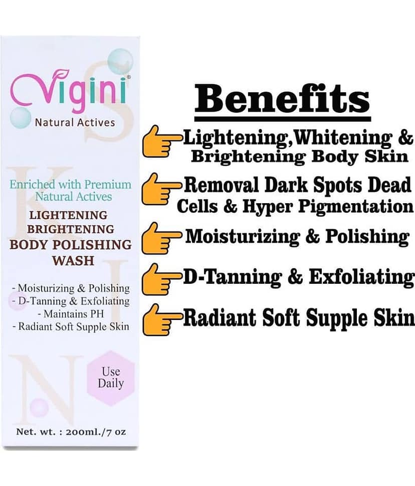 Vigini Skin Whitening Soap Serum Cream Gel use with Body Wash Lotion Tablet Scrub & Exfoliators 200 ml view 2