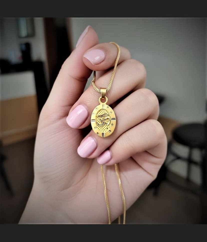 Charms Gold Religious Pendant With Chain ( Pack of 1 )