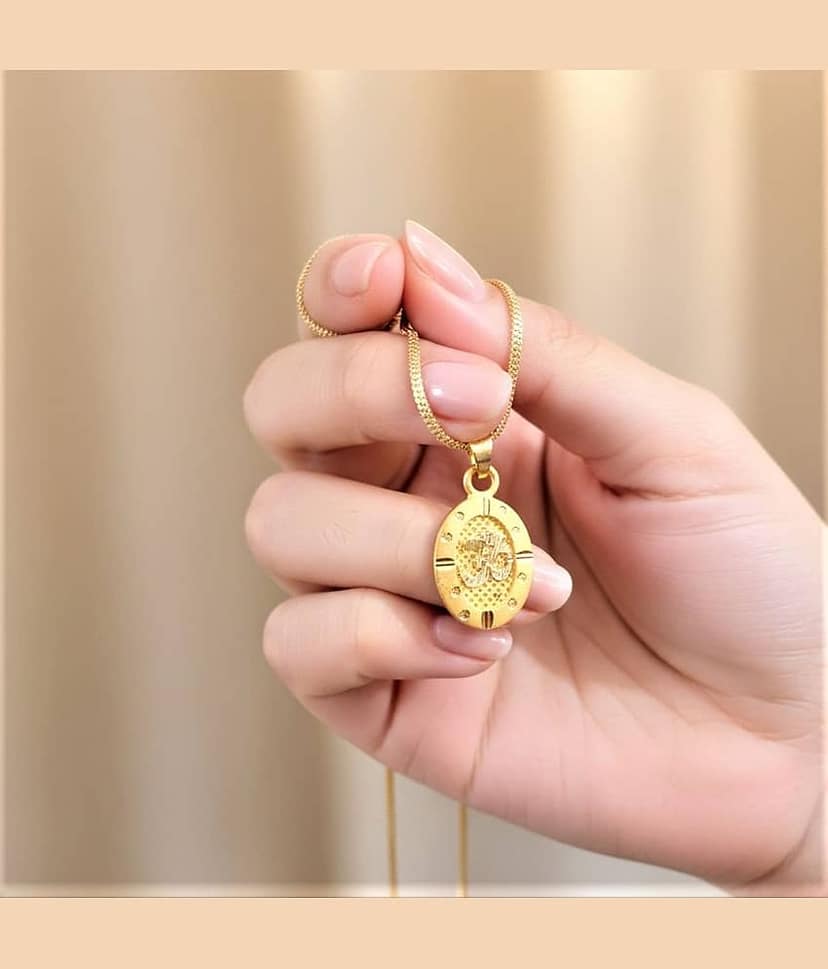 Charms Gold Religious Pendant With Chain ( Pack of 1 ) view 2