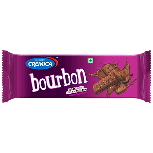 Cremica Bourbon Sandwich Biscuits - Chocolaty, 120 g
