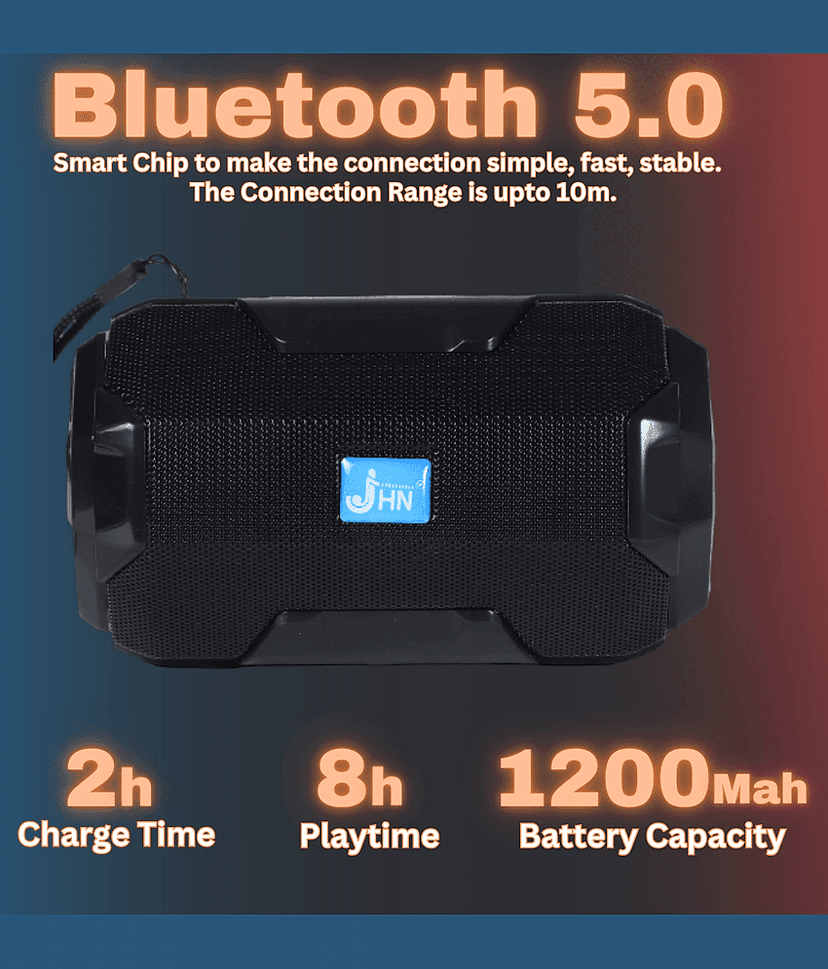 jhn JHN-168 10 W Bluetooth Speaker Bluetooth v5.0 with USB,Aux,SD card Slot Playback Time 6 hrs Black view 2
