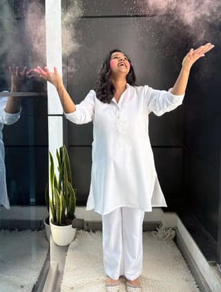 trueBrowns White Slub Holi Kurta - White (S)