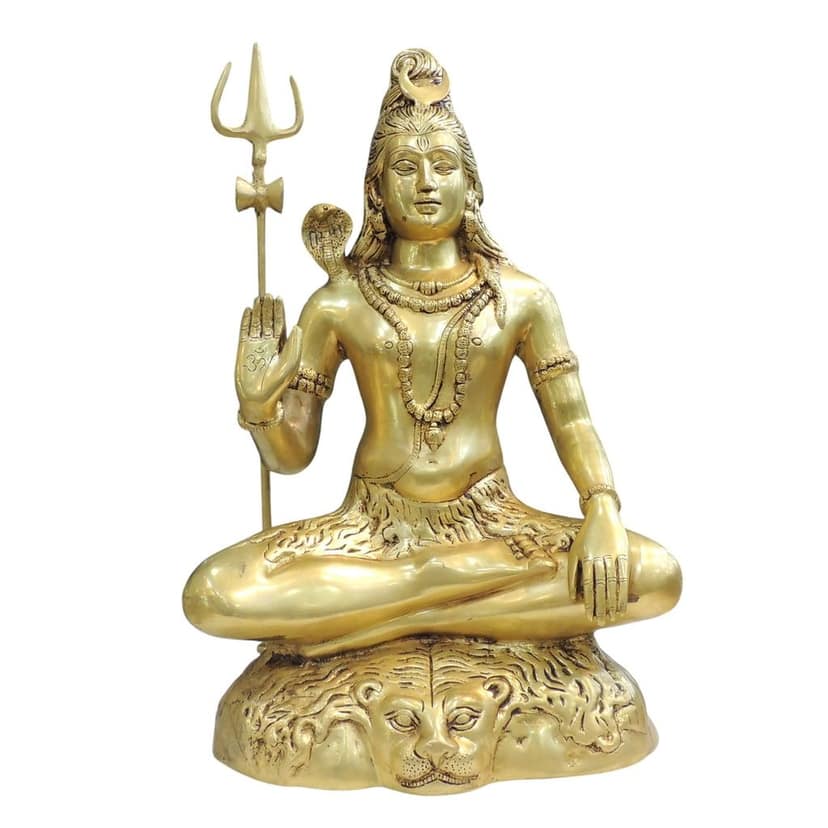 Handcrafted Brass Shiva Ji Idol Statue | Home Mandir Decor, Height : 21.5 Inch (BSMAS1834 X) view 2
