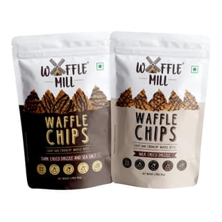 Waffle Mill - Waffle Chips - Combo Pack - Dark Choco Drizzle + Milk Choco Drizzle - Pack of 2 - 170 gm