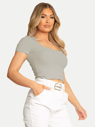 Women Light Grey cropped T shirts