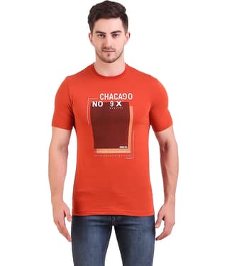 Bravezi Pack of 1 Cotton Blend Slim Fit Men's T-Shirt ( Orange )