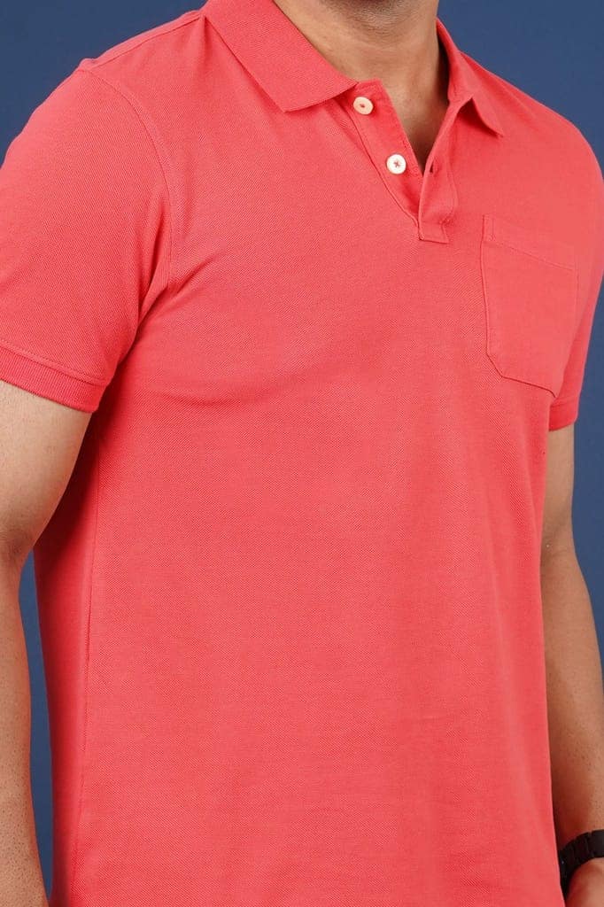 Men's Dark Pink Pocket Polo T-Shirt view 4