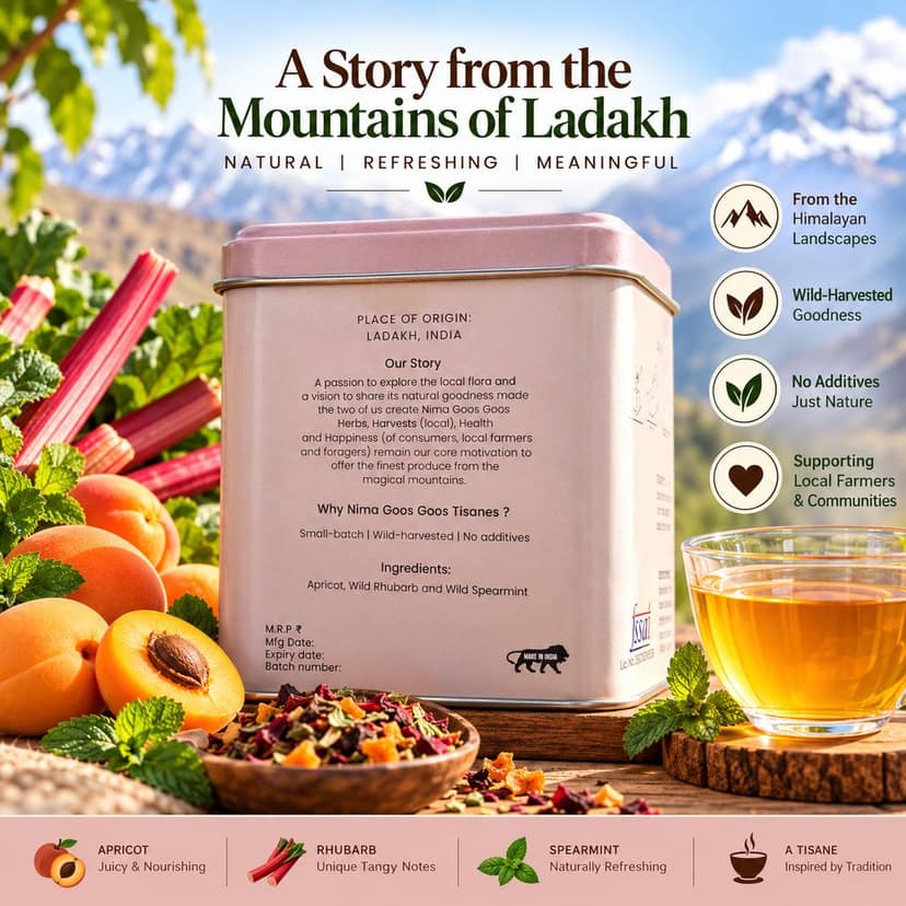 Nima Goos Goos Apricot Rhubarb Spearmint Herbal Tea 100g view 2