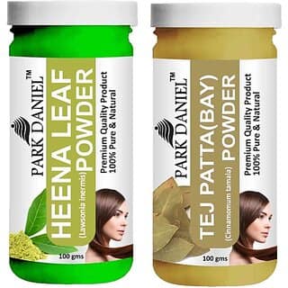 PARK DANIEL Pure & Natural Henna Leaf Powder & Tej Patta(Bay) Powder Combo Pack (200 ml)