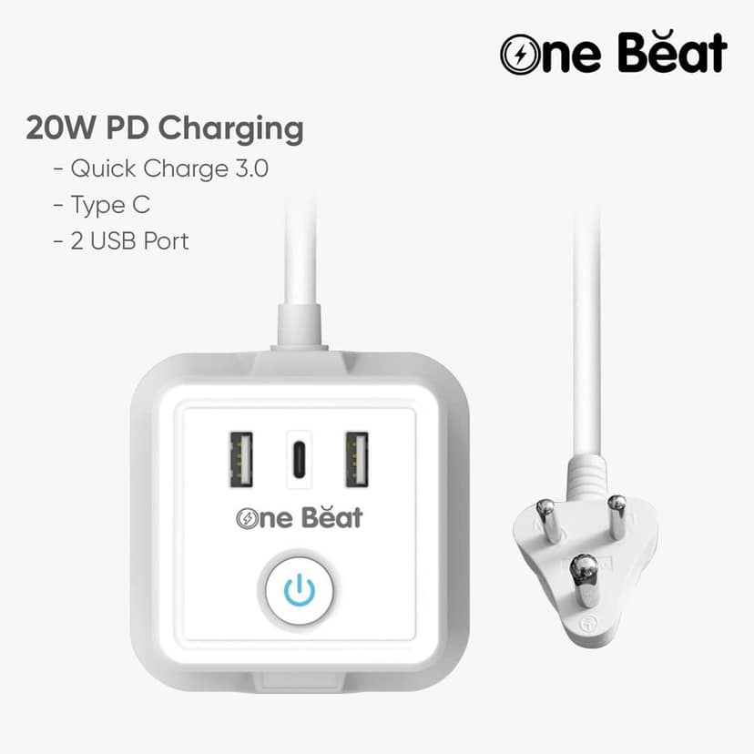 One Beat Cube Pro 20W PD Fast Charging Extension Board with USB C Port with Universal Sockets and USB 20W Fast Charging Ports with Surge Protector (4 Socket + 2 USB + 1 Type C) view 5