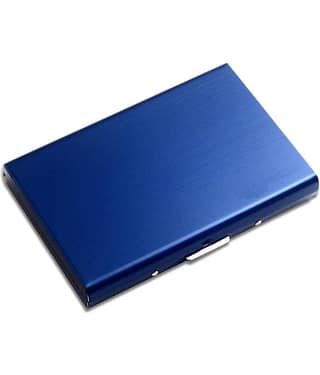 STYLE SHOES 6 Slots Steel RFID Blocking Metal Credit Card Holder Wallet for Men & Boys (9.5cm x 6.7cm x 1.5cm ,Blue)