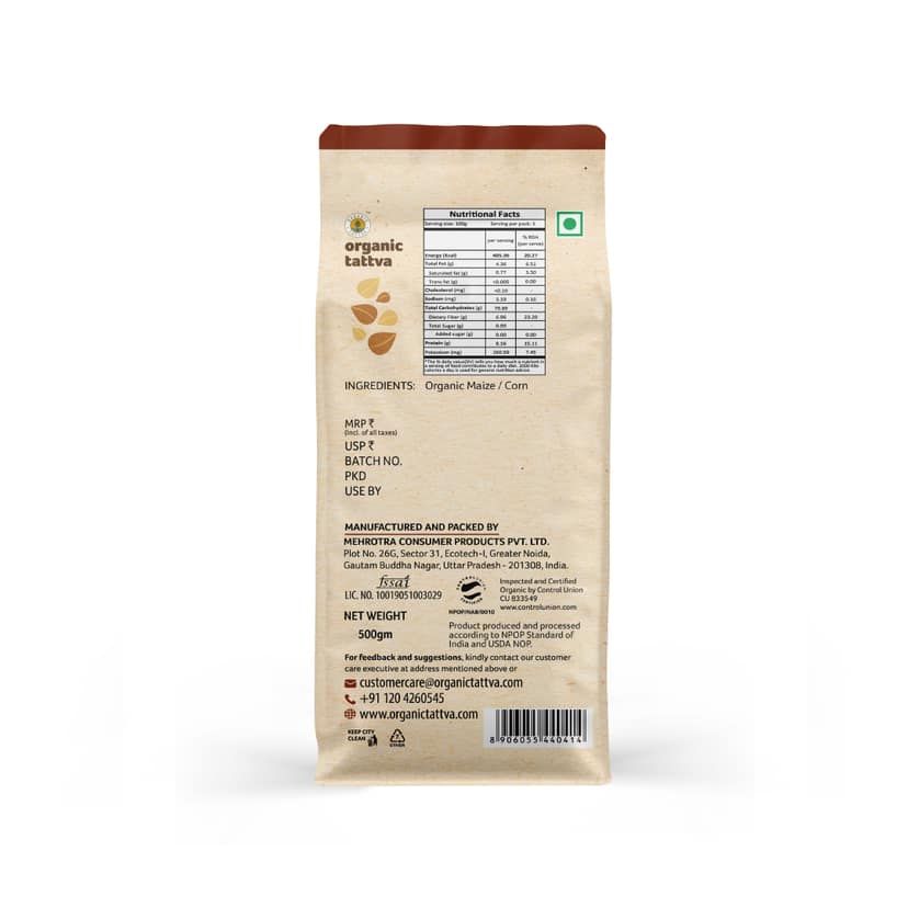 Organic Maize Flour (Makka Atta) 500g view 2