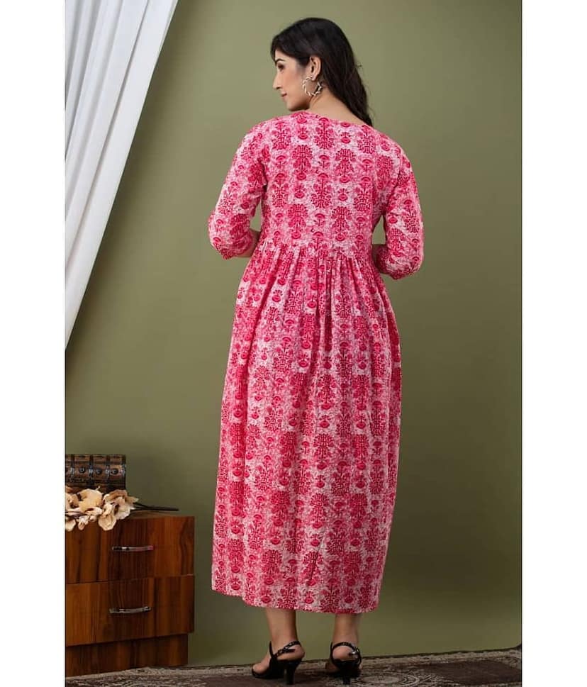 Nevisha Style Pink Cotton Maternity Kurta view 2