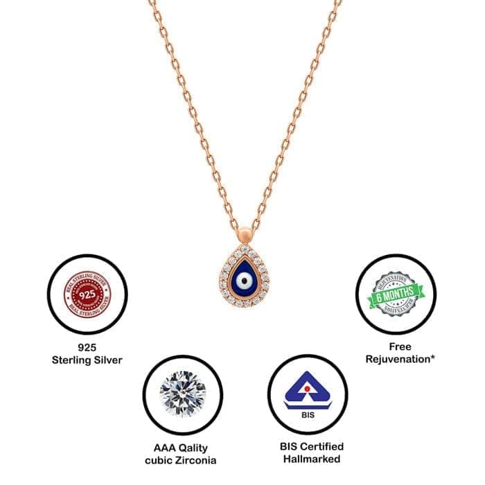 Rose Gold Dark Evil Eye Drop Necklace view 6