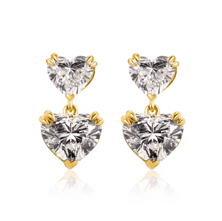 Elegant Heart Drop Earrings for Women & Girls | Luxury Solitaire Crystal Heart Dangle Earrings | Gold Finish Party Wear Jewellery Pair of 1