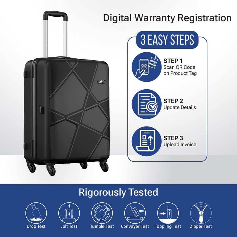 Polypropylene (Pp) Pentagon Hardside Small Size Cabin Luggage Suitcase 4 Spinner Wheels Trolley Bags for Travel Black Color 55 Cm view 3