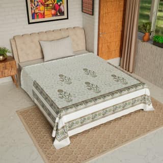 Cotton Blanket - Single Dohar ( 60 x 90 Inches) Brown Green Plant