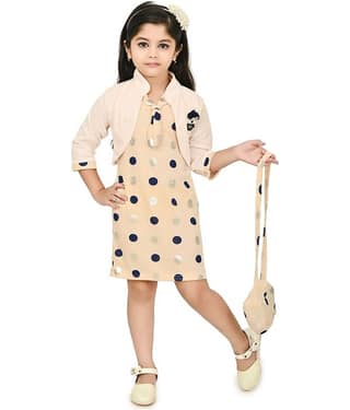 JCT DRESSES Crepe A-line Dress For Girls ( Pack of 1 , Orange )