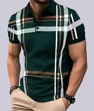 ENITOR Men Cotton Blend Regular Fit Printed Polo T Shirt ( Blue )