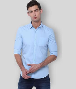 Makhanchor 100 Percent Cotton Slim Fit Men's Formal Shirt - Blue ( Pack of 1 )