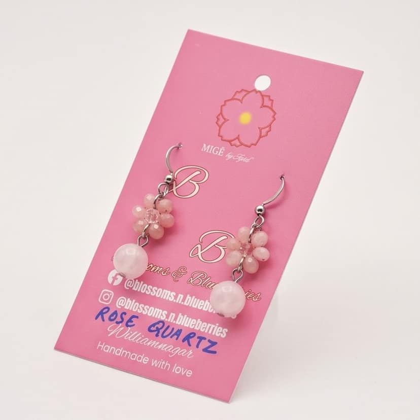 Rose Quartz Floral Earrings view 2