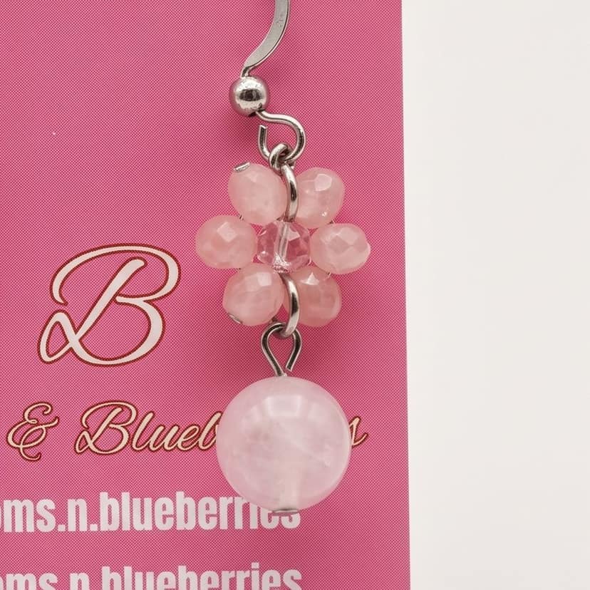 Rose Quartz Floral Earrings view 3