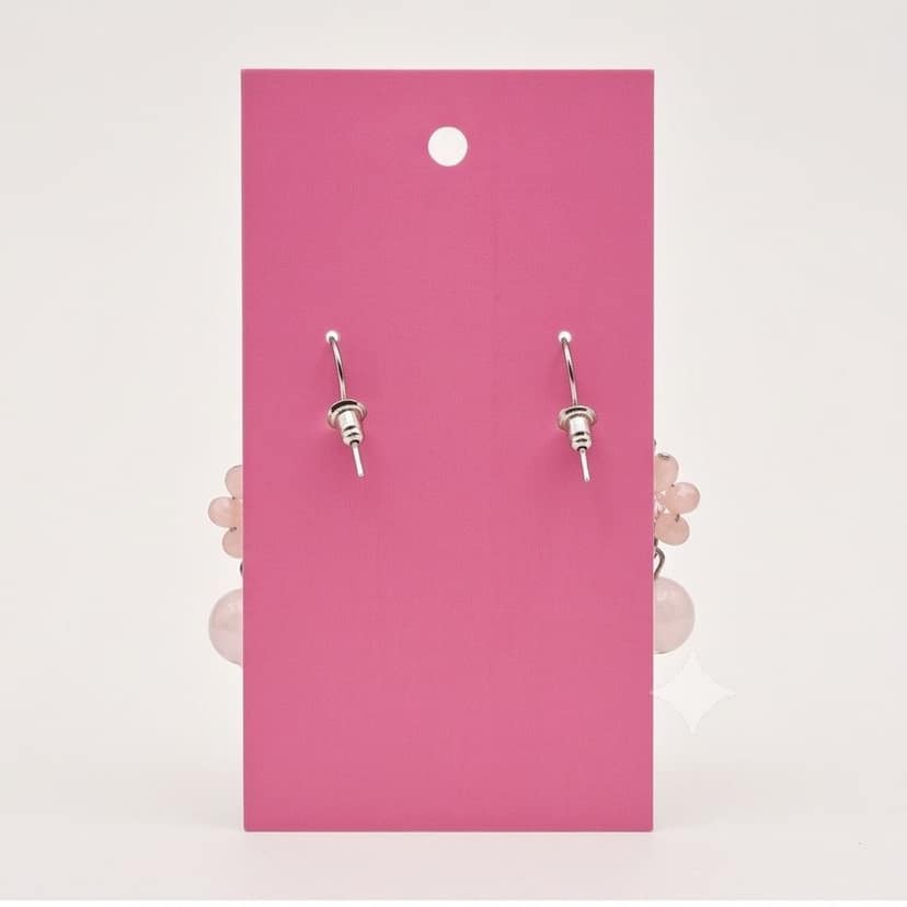 Rose Quartz Floral Earrings view 4