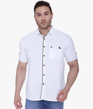 Kuons Avenue - White Linen Slim Fit Men's Casual Shirt ( Pack of 1 )
