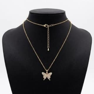 Pavé Crystal Butterfly Pendant Necklace | Gold-Tone Anti-Tarnish Imitation Jewellery