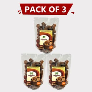 Jaggery 3Kg (Pack of 3 × 1Kg) by Chamkaur Sahib Producer Pure Natural Jaggery with Traditional & Unrefined.